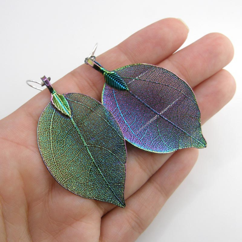 PENDIENTES DE HOJAS NATURALES TORNASOL