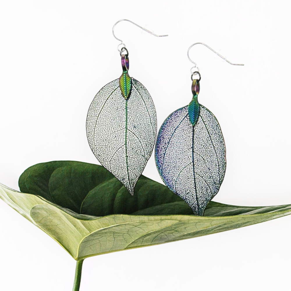 PENDIENTES DE HOJAS NATURALES TORNASOL