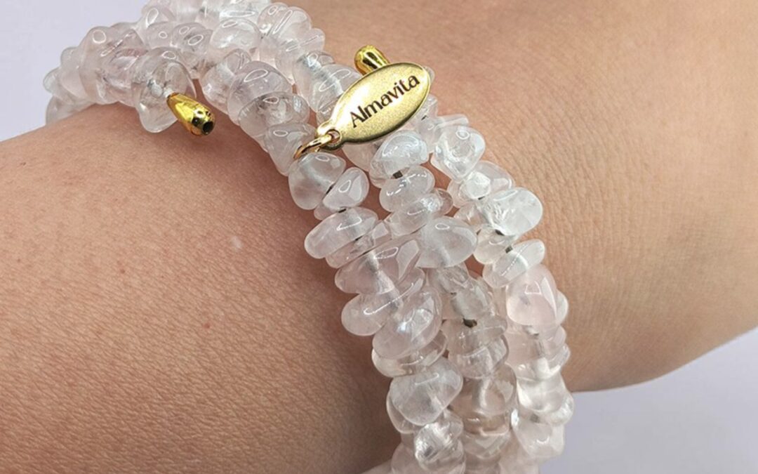 Pulsera de Cuarzo Rosa Colección AlmaChips – cuarzo rosa natural